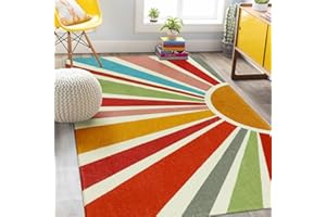 STARUIA Kids Rugs for Playroom 5'x7' Rug, Boho Washable Area Rug for Kids Room, Rainbow Kids Nursery Rug Non-Slip Sunshine Carpet Soft Colorful Rug for Classroom Office Dining Room