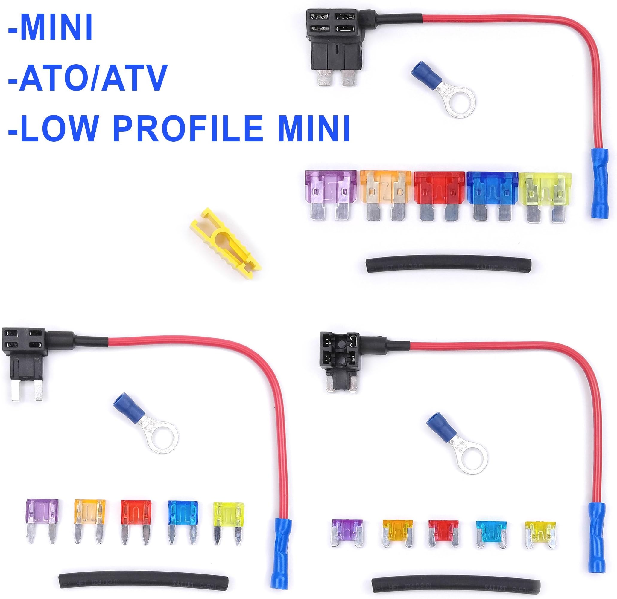 3 IN 1 Add-A-Circuit Car Blade Fuse Holder Adapter Piggy Back Tap Kit