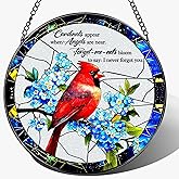 Cardinal Stained Glass Window Hanging, 8 Inch Sun Catchers Indoor Window, Suncatchers for Windows Hanging, Home Decor and Memorial Gift, Sympathy Gift, Cardinal Gifts, in Memory of Loved One Gifts