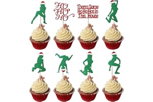 Rsstarxi 24 Pack Christmas Cupcake Toppers Glitter Theres Some Ho Ho Hos in This House Cupcake Picks for Dancing Girl Merry Christmas Theme Holiday Bachelorette Birthday Party Cake Decorations Green