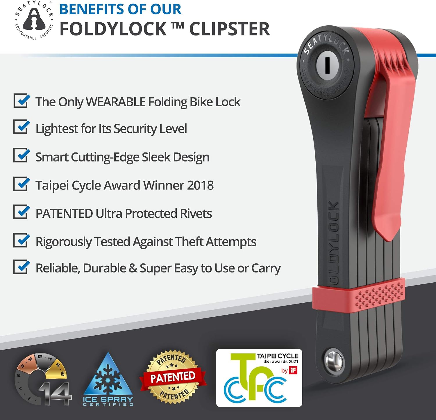 Foldylock Clipster Folding Lock for Bicycle/Scooter/Scooter/Unbreakable Safety Locks/Smart Metal Bike Accessories and Not Guilty - Image 3