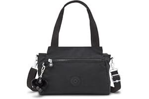 Kipling Womens Elysia Bag, Lightweight, Multi-compartment Magnetic Snap Pockets, Shoulder Crossbody Bag, Black Noir, 11.5 L X 9 H X 5 D US