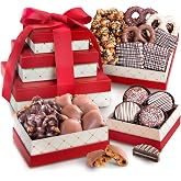 A Gift Inside Chocolate Gift Tower Boxes - Chocolate Tower Gift with Chocolate Covered Oreos, Graham Crackers, Pretzels, and Gourmet Sweets &ndash; Gift Tower Boxes for Family, Friends &amp; Holiday Gifting