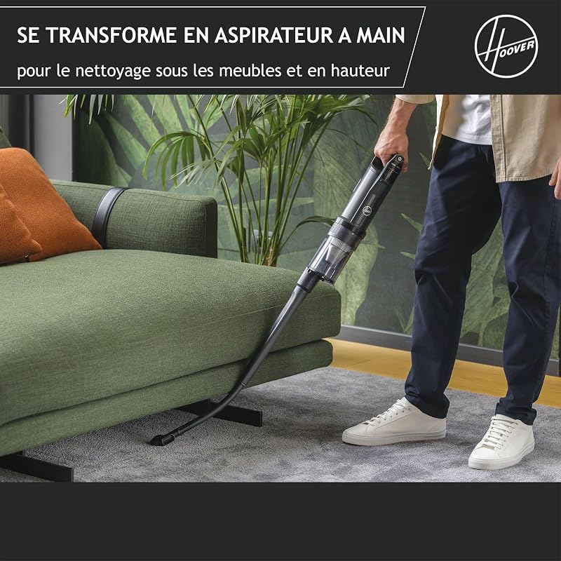 HFX10H Aspirateur Balai sans Fil Ultra Puissant avec Système Innovant Corner Genie pour Nettoyer Les Bords et Les Angles, Brosse Anti-Twist avec Eclairage LED