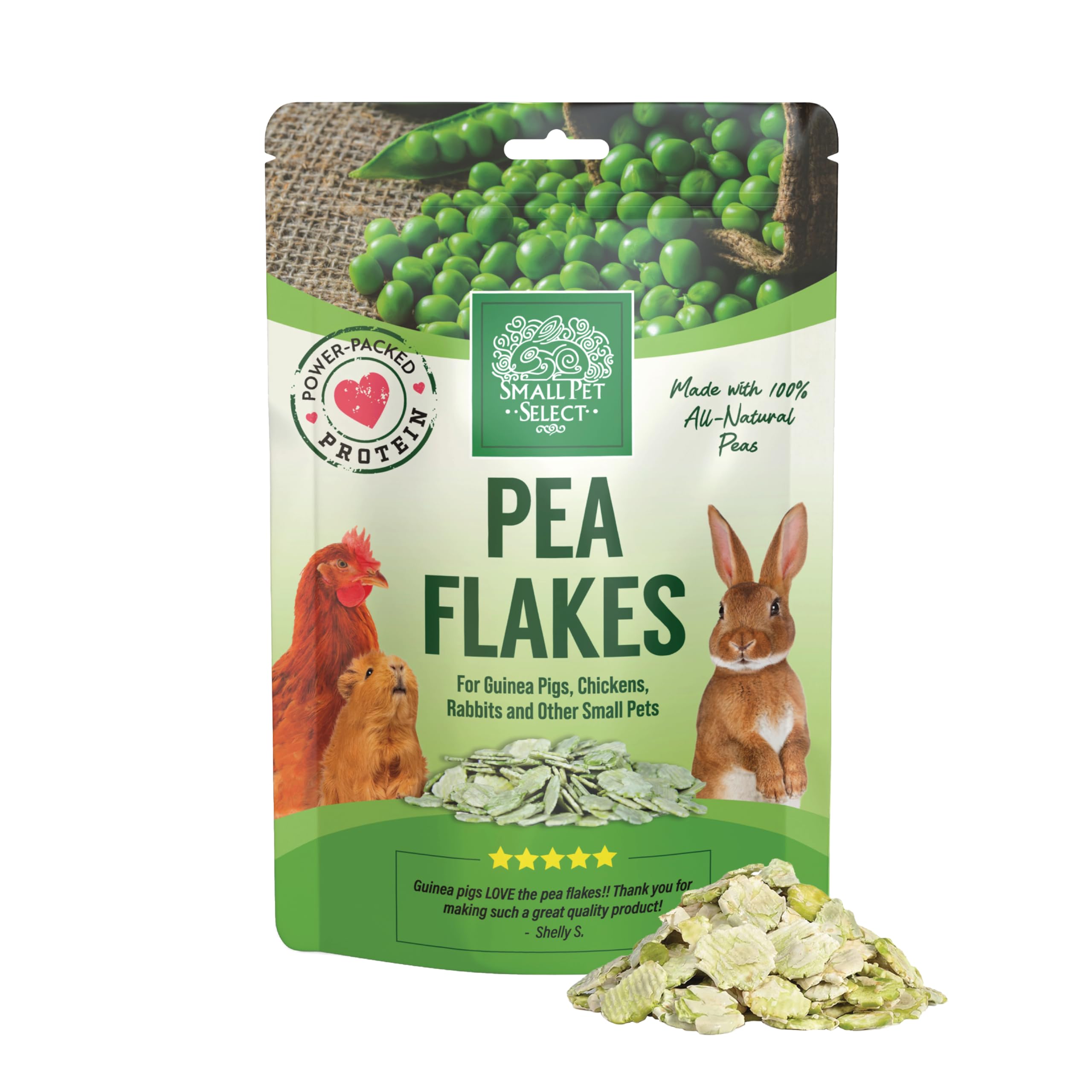 Small Pet Select - Pea Flakes, Naturally Dried Pea Flakes for Guinea Pigs, Chicken, Rabbits and other Small Pets 16oz (453g)