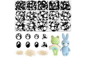 MAIOUSU STORE 315PCS Big Size Safety Eyes for Amigurumi, Stuffed Crochet Eyes with Washers 12-18mm Plastic Crochet Safety Eyes Black Safety Eyes for Crochet Stuffed Animal Eyes for Craft Bear