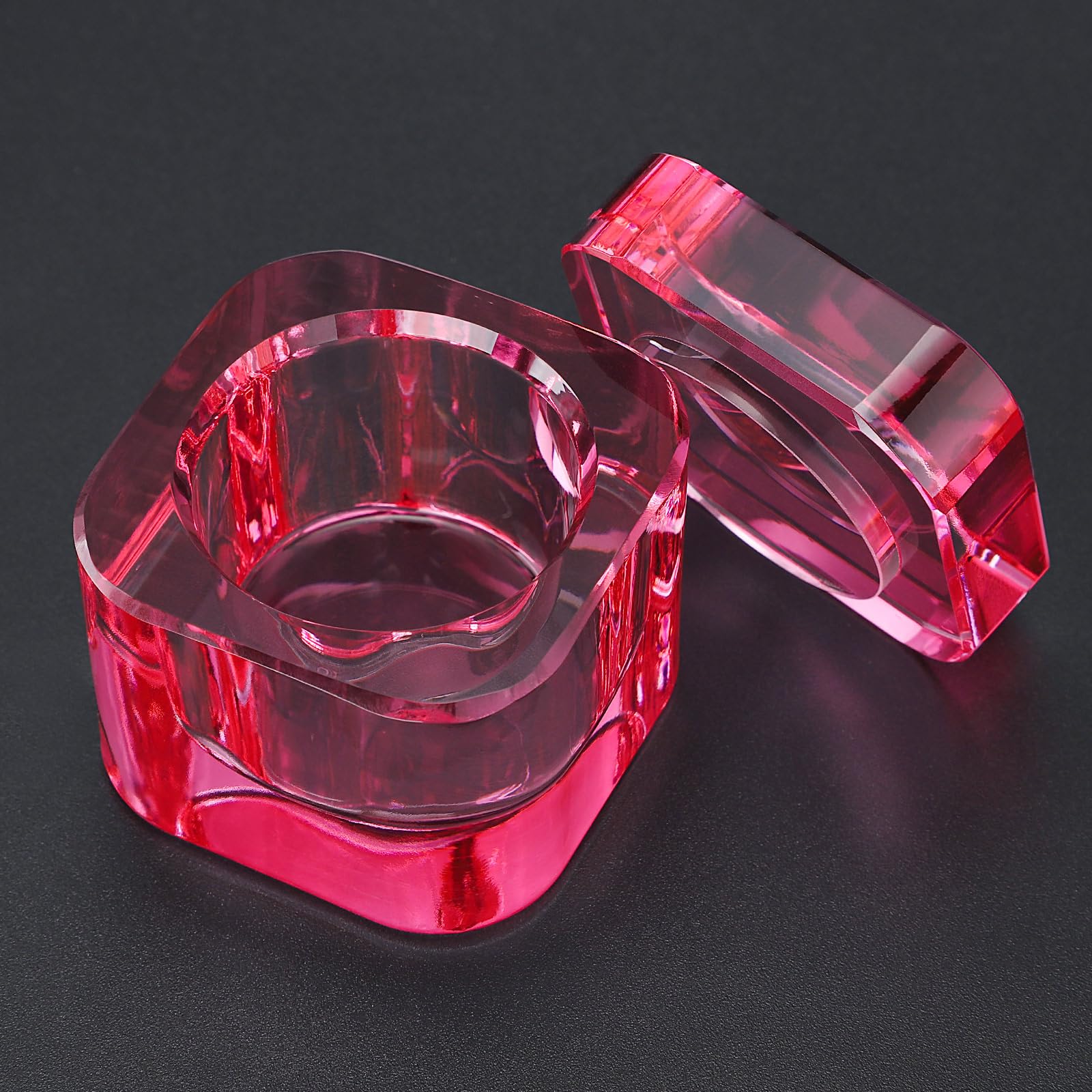Photo 1 of Udefineit Dappen Dish for Monomer, Pink Nail Monomer Dish with Lid, Glassware Monomer Cup for Nail Art, Monomer Holder Container for Holding Acrylic Liquid Powder, Crystal Acrylic Nail Cup for Acetone