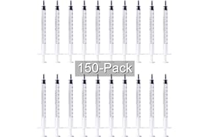 BSTEAN 1ml 1cc Syringe with Luer Slip Tip, No Needle, Non-Sterile (Pack of 150)