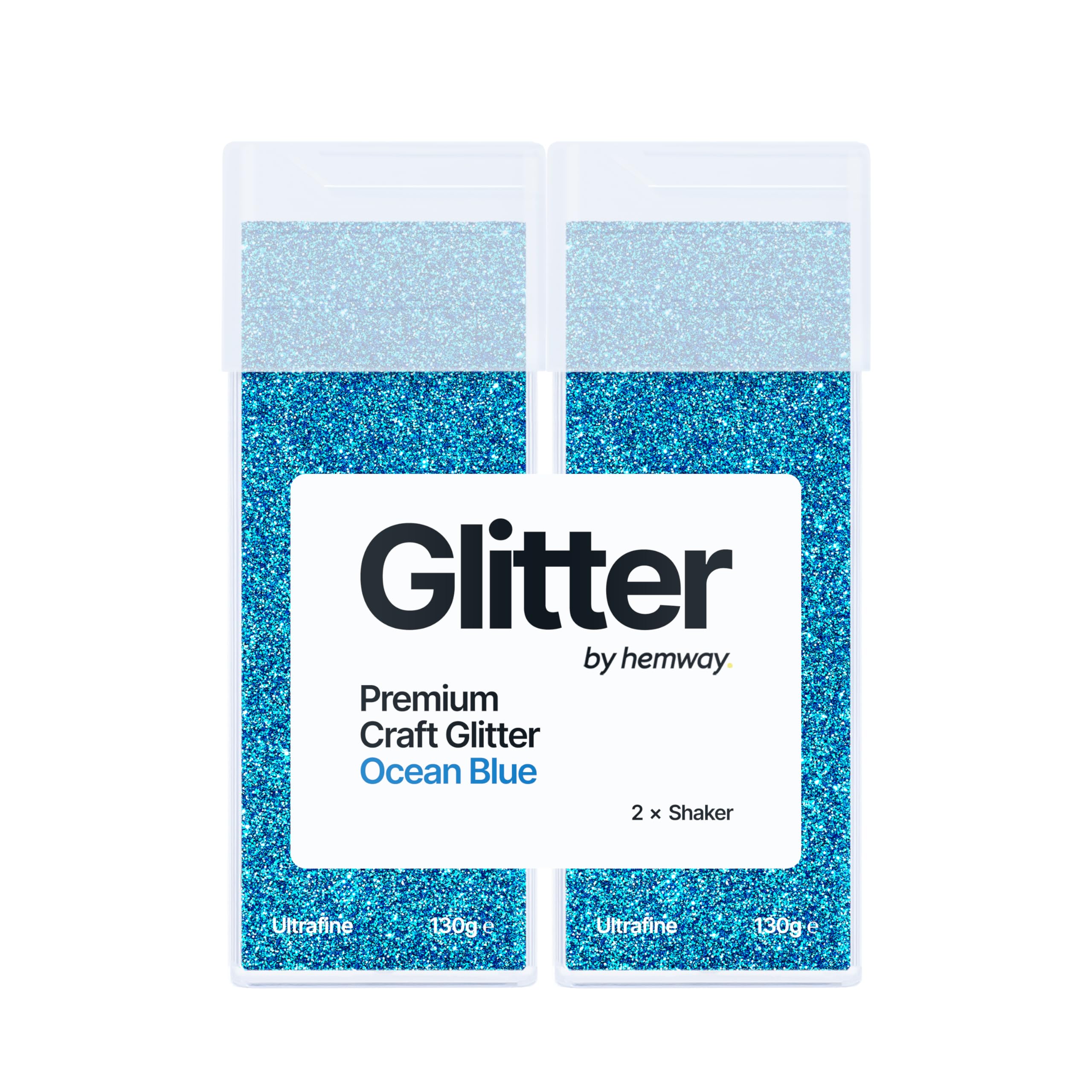Hemway Glitter Shaker Ocean Blue 130g x2 Pack Ultrafine, Craft Glitter Shakers for Resin & Epoxy Crafts, Christmas Art Supplies, Nail, Body, Face, Eye, Festival, Crafting, Slime, Sparkle