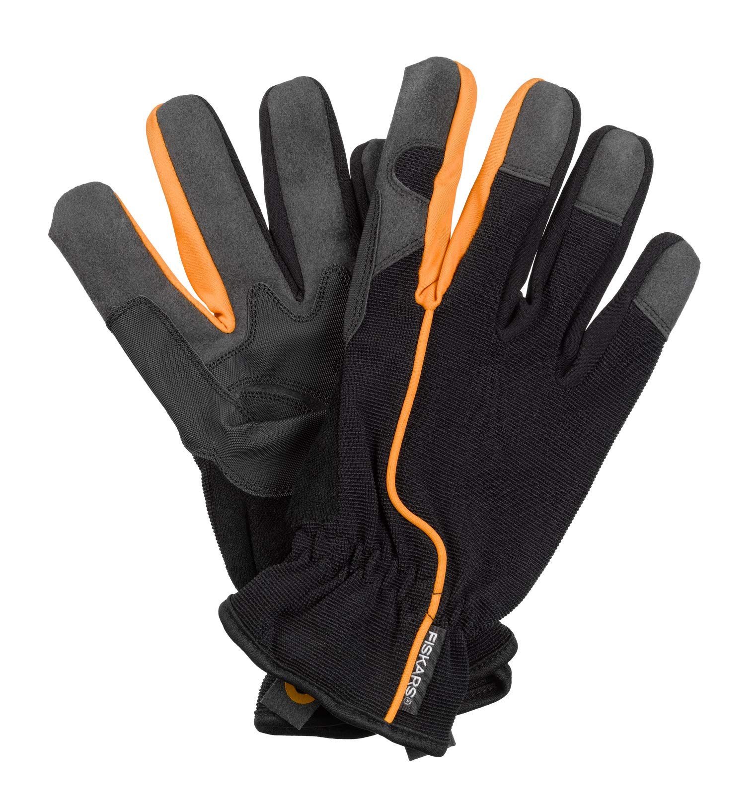 Fiskars Work Gloves - SIZE 8, Black/Orange, 1003478