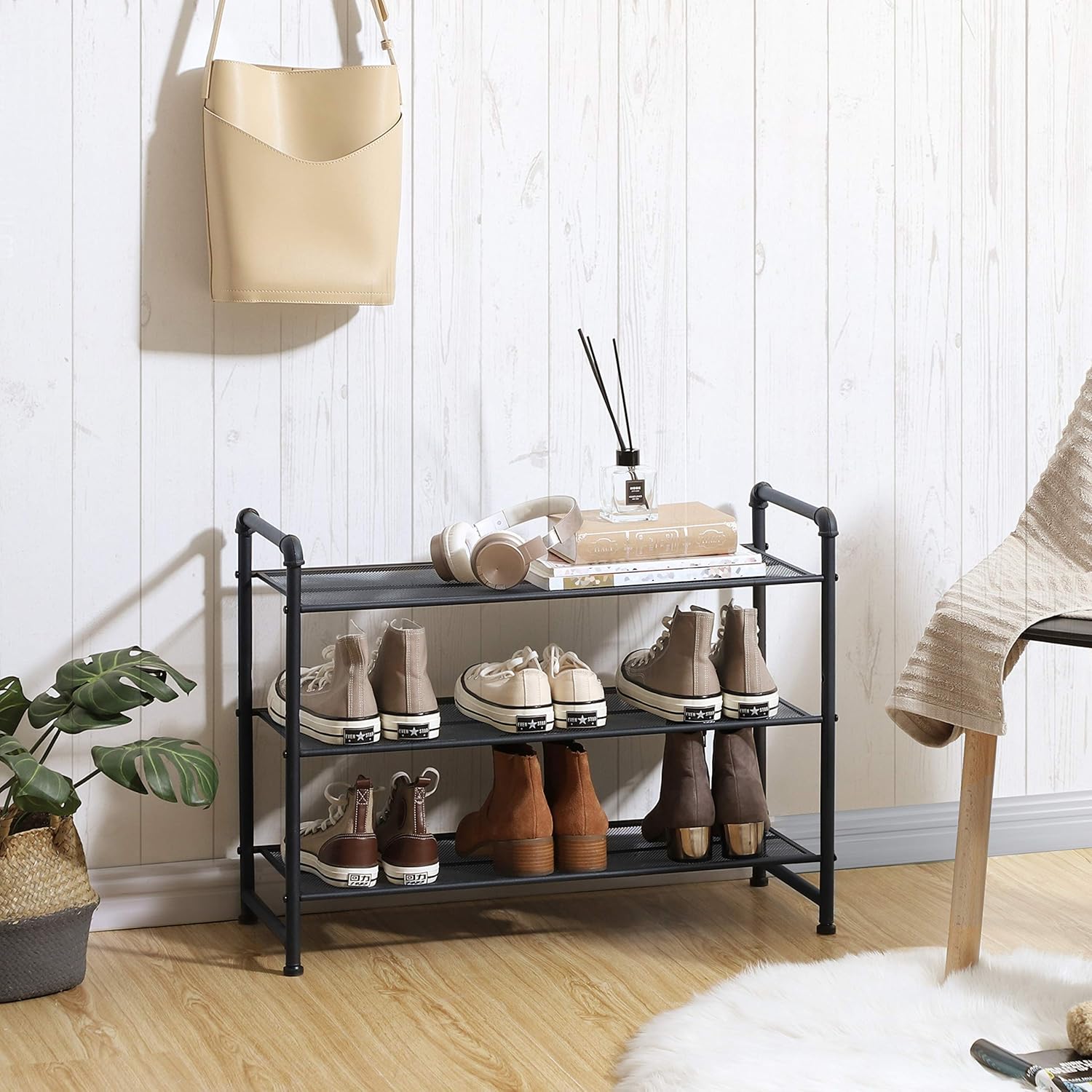 Organizador de Metal con Estante Ajustable 912 Pares Estilo Industrial