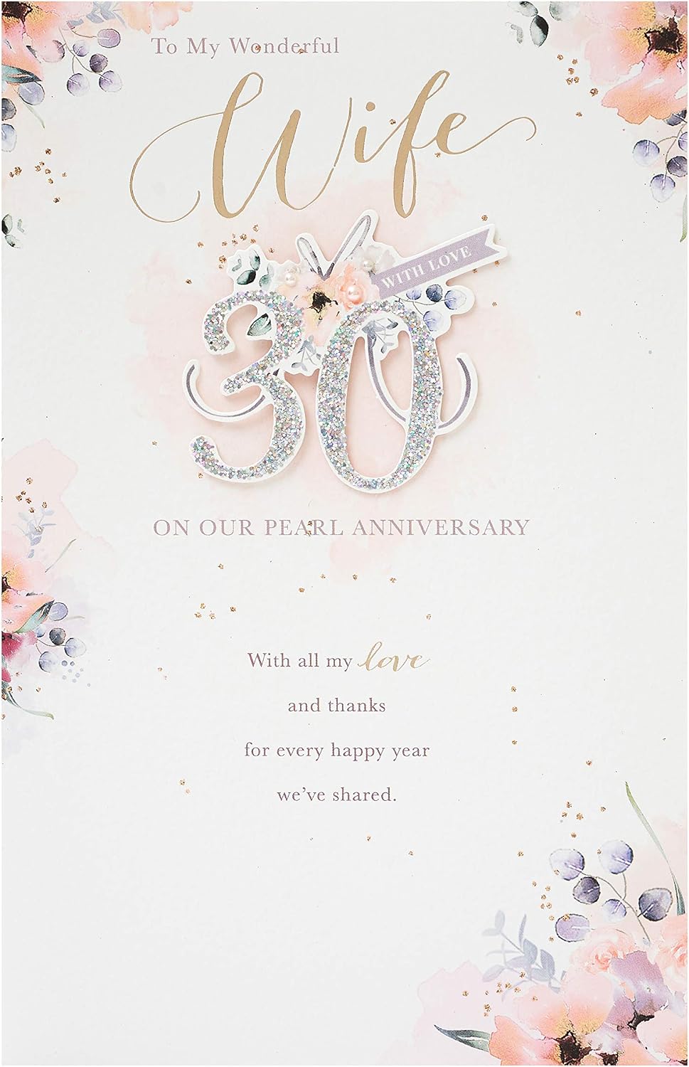 uk greetings Wife 30th Anniversary Card – Pearl Anniversary Card – Anniversary  Card for Her – Romantic Message Inside 624755-0-1 - BigaMart