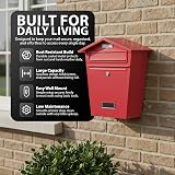 Zeno Post Box Wall Mounted Red Lockable Letterbox with Nameplate view 4
