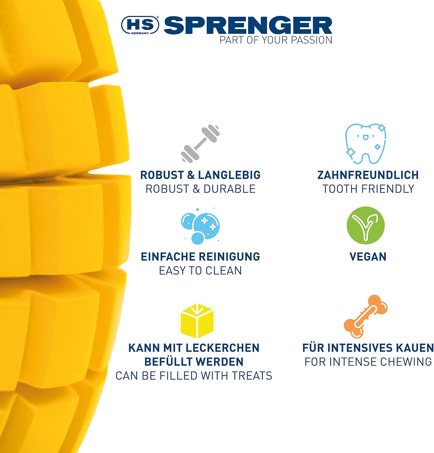 HS HERM. SPRENGER GERMANY Mango Chew Toy, Large, Natural Rubber Dog Chew Toy for Aggressive Chewers Treat Dispenser - Image 5