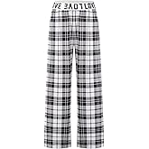 Kids Pajamas Pants Girls Boys Elastic Waist Plaid Pants Soft Lounge Wide Leg Pants 7-14 Years