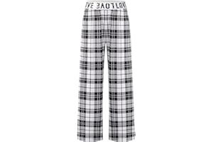 WEIXINBUY Kids Pajamas Pants Girls Boys Elastic Waist Plaid Pants Soft Lounge Wide Leg Pants 7-14 Years