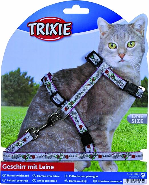 Harnais Chat Avec Laisse Motifs Nylon 26 45 Cm 10 Mm 1 M Amazon Fr Animalerie