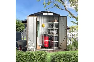 MistMo 3X5FT Outdoor Steel Storage Shed with Lockable Doors, One Window,Ideal for Garden, Backyard, Patio Storage,Brown