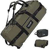 STOVER 100L Rolling Duffel Bag with Wheels, X-Large Durable Travel Duffle + Toiletry Bag, Heavy Duty, Packable with Shoulder Straps- Use as Luggage or Backpack, Men/Women (Green)