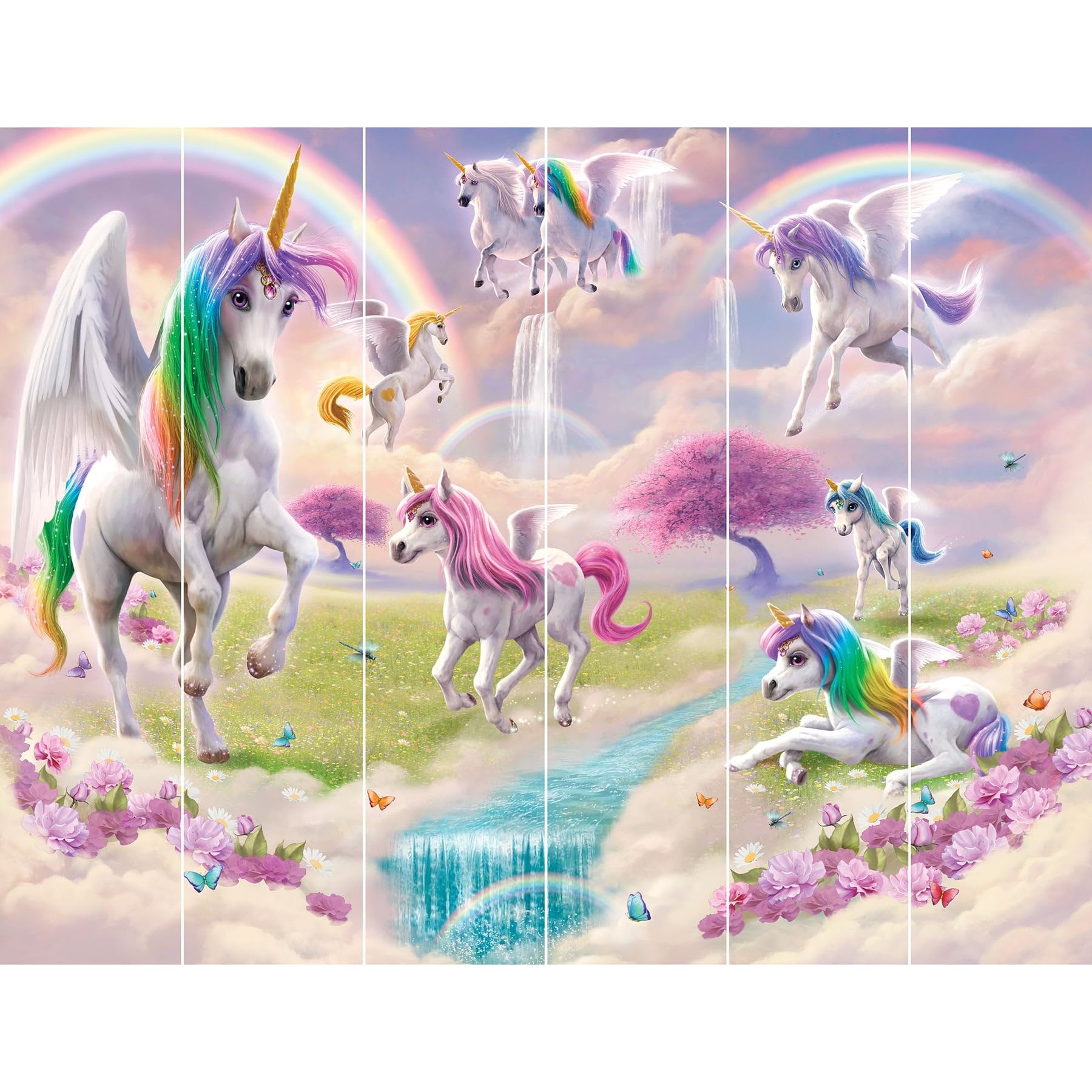 Walltastic Magical Unicorn 6 Panel Wallpaper Mural, FSC Paper, Multi, 8 feet High x 10 feet Wide, 1 Size