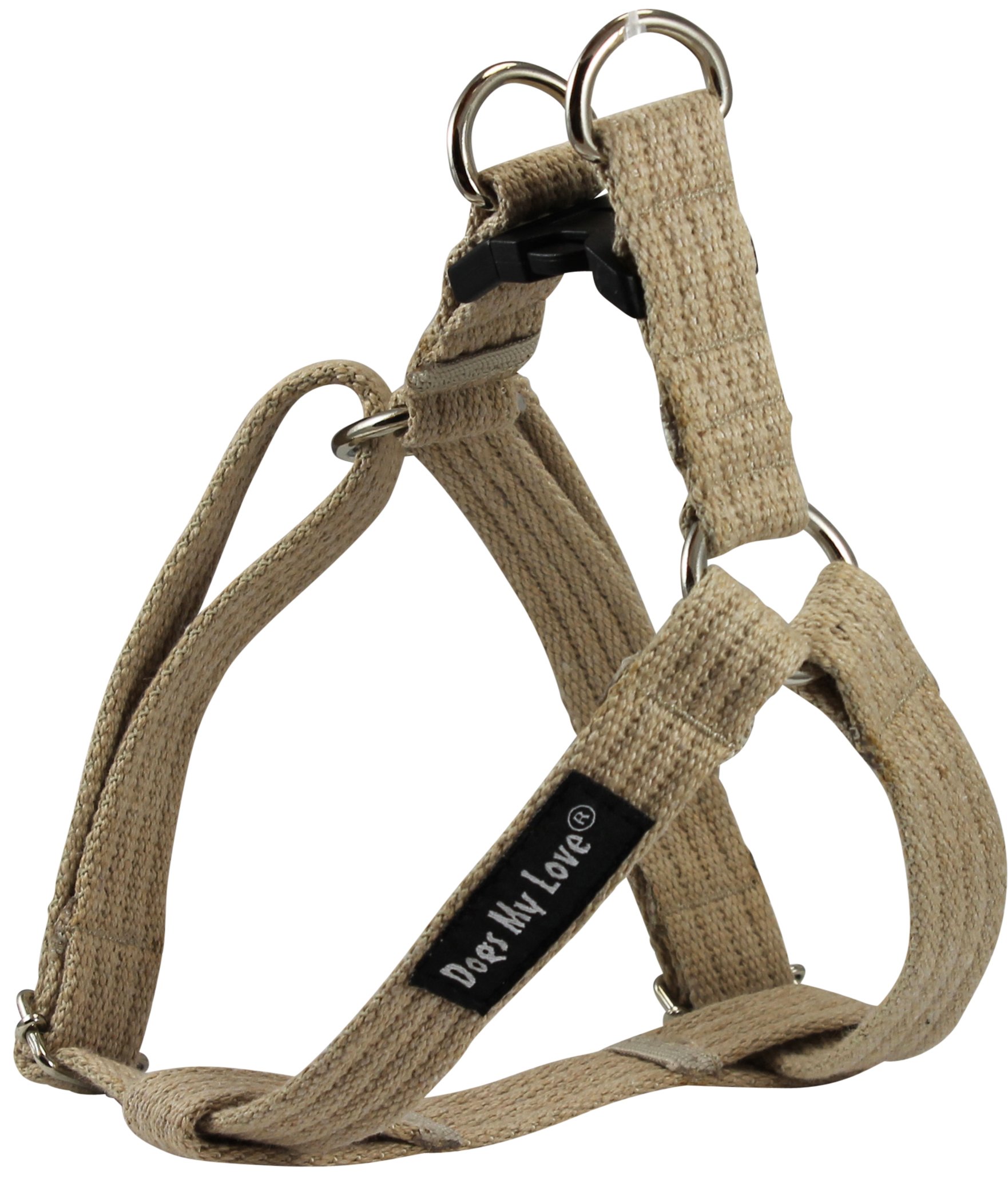 Dogs My Love Cotton Web Adjustable Dog Step-in Harness 4 Sizes Beige (Small: 8"-13.5" Chest; 5/8" Wide)