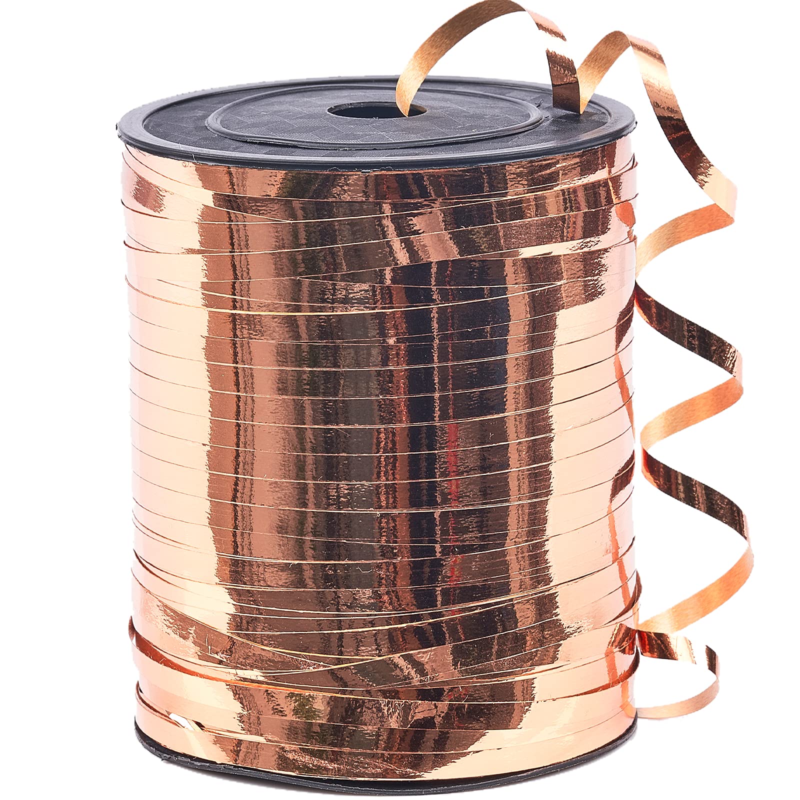 PartyWoo Rose Gold, 500 Yard Curling Crafts, Iridescent Crimped, Shiny Metallic Gift Wrapping, Ribbon for Balloons String, Hair, Florist Flower (1 Roll)