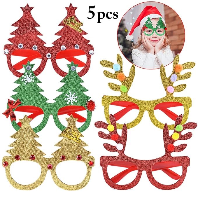 JUSTDOLIFE 5 Paar Weihnachtsfeiergläser Nette Sortierte Lustige Gläser für Partydekor