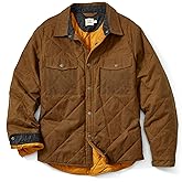 Huckberry Flint and Tinder Men's Quilted Waxed Shirt Jacket, Lightweight Waxed Canvas Shell