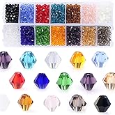 Bicone Crystal Beads Bulk Beaded Wholesale 4MM Beads Mix Lot of 1400pcs Faceted Crystal Glass Beads for Jewelry Making