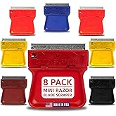 MINISCRAPER&reg; Original Plastic Razor Scraper &ndash; 8 Pack Multi‑Surface Tool | Safe plastic razor scraper removes stickers, labels, adhesive and grime; durable USA‑made 8‑pack