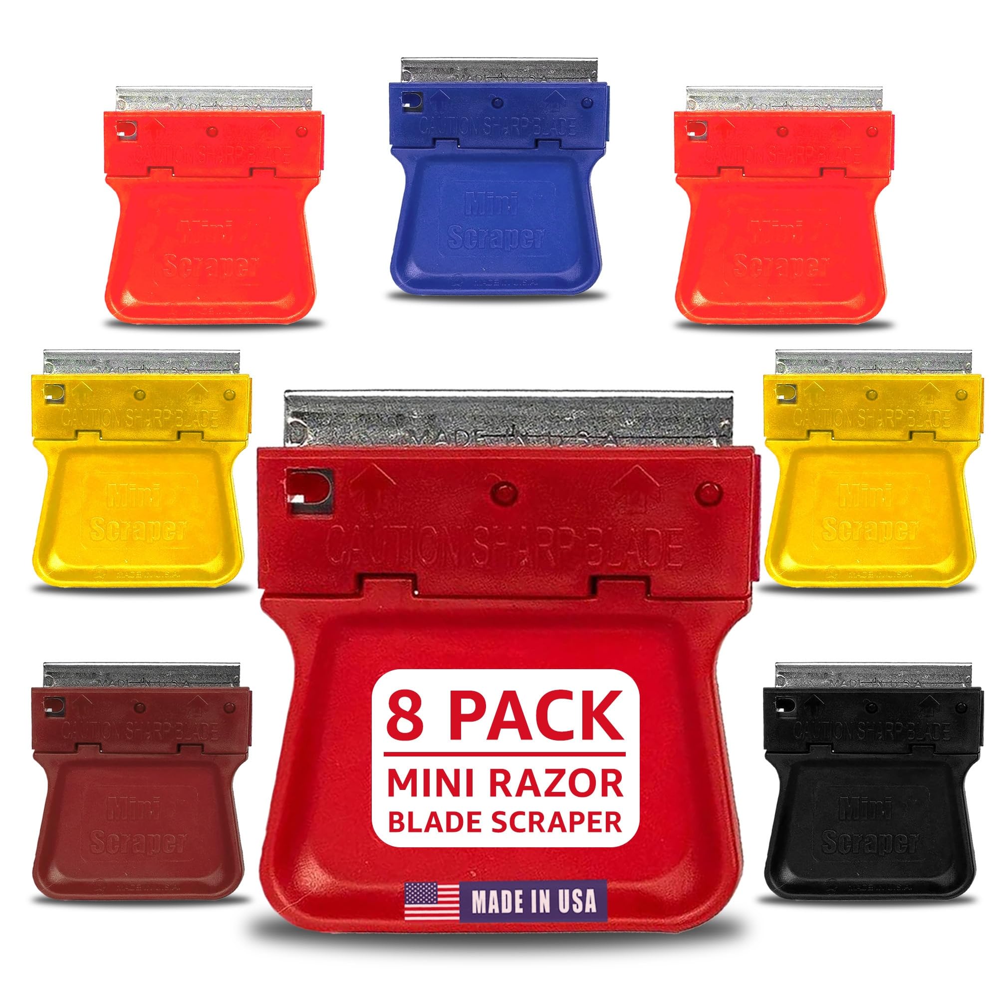 Photo 1 of MINISCRAPER Original Mini Razor Scrapers, 8 Pack U.S. Made For Scraping Off Paint Decals Labels Stickers and Debris On a Variety Of Surfaces