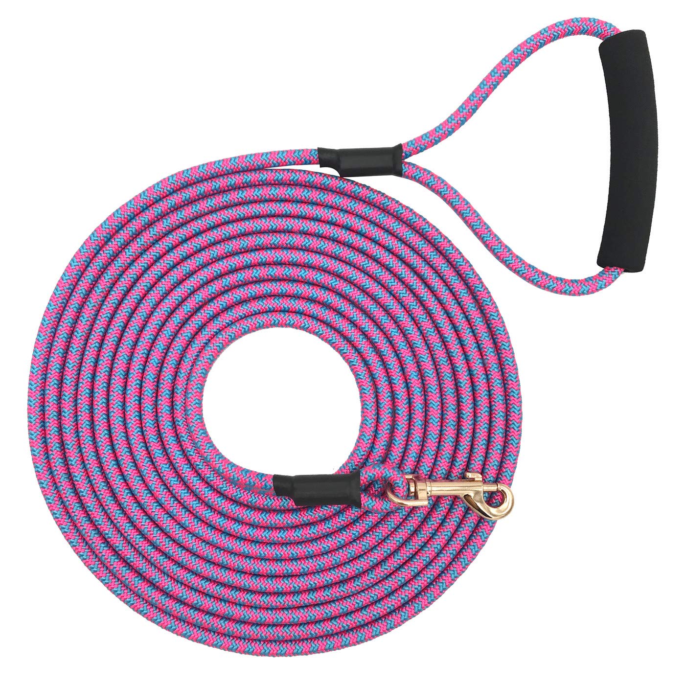 Shorven Nylon Strong Dog Rope Lead Leash Training Dog Lead with Soft Handle Pink/Blue (Dia:0.3" 30FT)