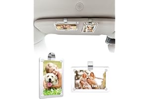 ESVNE 2Pcs Car Picture Holder for Visor Magnetic Picture Frame for 3 Inch Photos, Car Sun Visor Photo Holder with Strong Acrylic Magnet, Personalized Car Accessories with Clips for Easy Display. Gift For Christmas