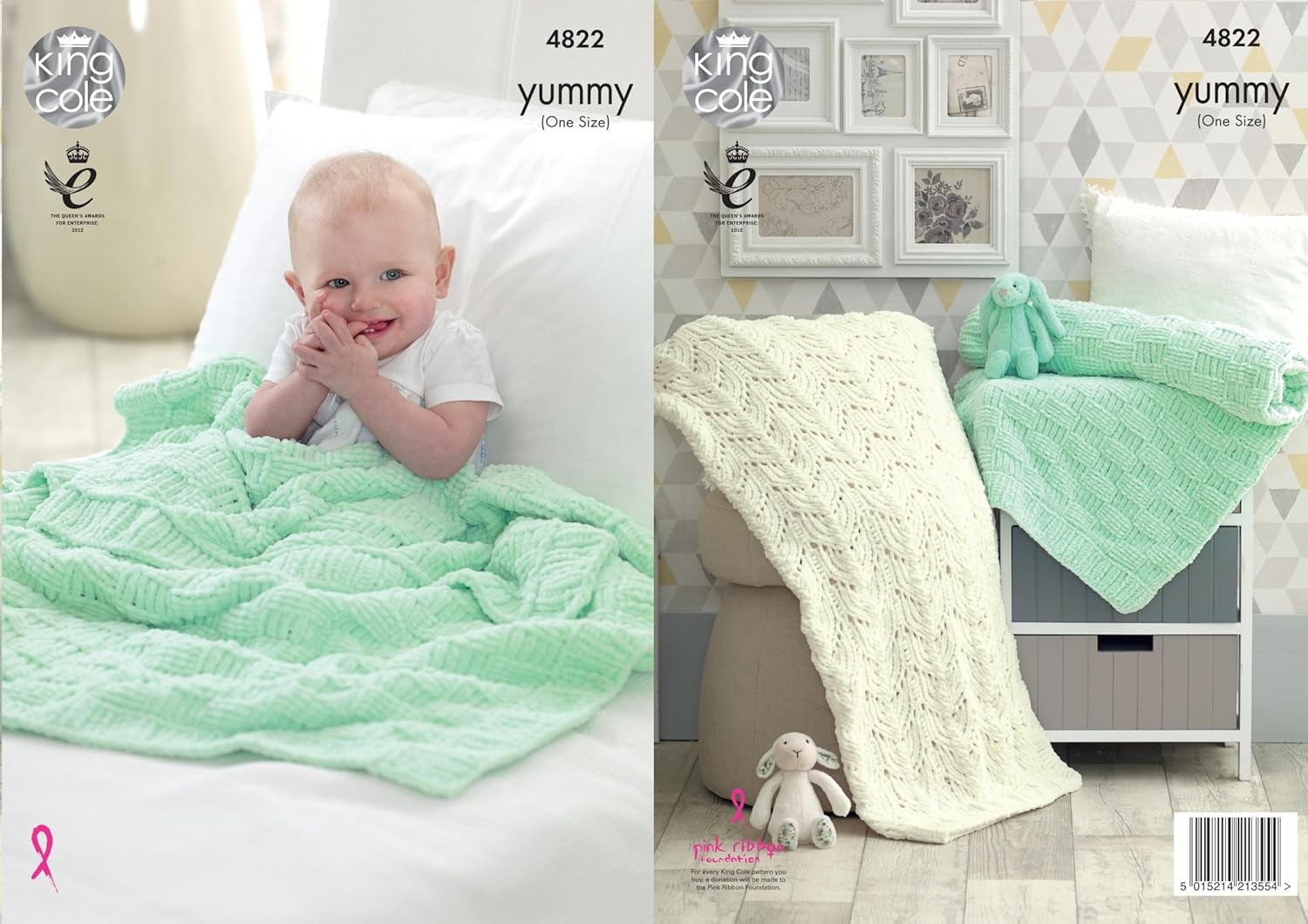 King Cole 4822 Knitting Pattern Baby Blankets in King Cole Yummy Chunky