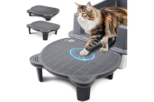 Bartuke Adjustable Cat Ramp Litter Box Step Double Layer with Filter Function, Elevated Litter Box Ramp for Senior Cats Easy Cleaning Cat Litter Tray for Floor Indoor (Dark Grey)