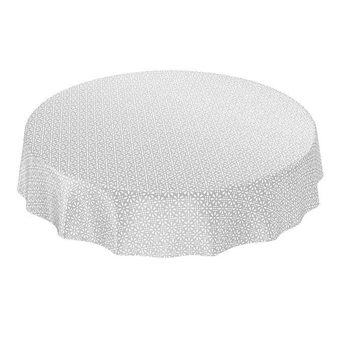 ANRO Wachstuchtischdecke Wachstuch Wachstischdecke Tischdecke abwaschbar Silber Retro Uni Trend Rund 140cm, Grau,