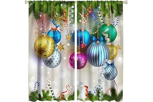 ICMOLYYENLO Christmas Curtains Winter Snowman Christmas Snowflake Rod Pocket Curtains for Bedroom Living Room Christmas Decoration New Year Gift 42x45 Inch Decor 2 Piece Set