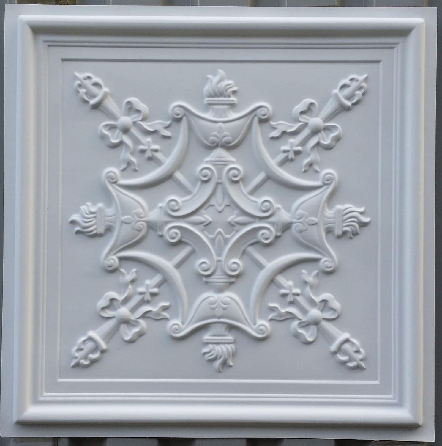 Pl07 Faux Tin Victorian Style Ceiling Tile White Matt Embossed
