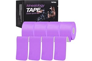 VityElk Kinesiology Tape (4 Rolls)，Elastic Premium Uncut Athletic Tape， Hypoallergenic Cotton Waterproof K Tape for Muscle Pain Relief and Joint Support 2inch x 16ft /Roll(Purple)
