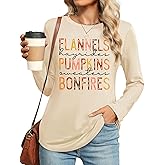 Halloween Long Sleeve for Women Pumpkin Graphic Shirts Fall T-Shirt Thanksgiving Gift Tee Top