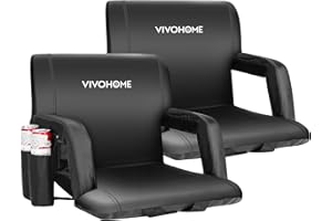 VIVOHOME Portable Reclining Stadium Seat Chairs for Bleachers with Padded Backrest and Adjustable Armrests, Set of 2