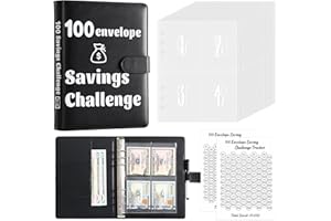 LASRIO Money Saving Binder - 100 Envelopes Money Saving Challenge, Savings Book with Cash Envelopes Easy and Fun Way to Save $5,050, 100 Envelope Challenge Binder for Budgeting Money Saving