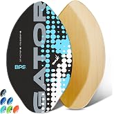 BPS New Zealand &lsquo;Gator&rsquo; Skimboard with Colored EVA Grip Pad and High Gloss Clear Coat Wooden Skim Boards for Kids and Adults | Choose from 3 Sizes and Traction Pad Color