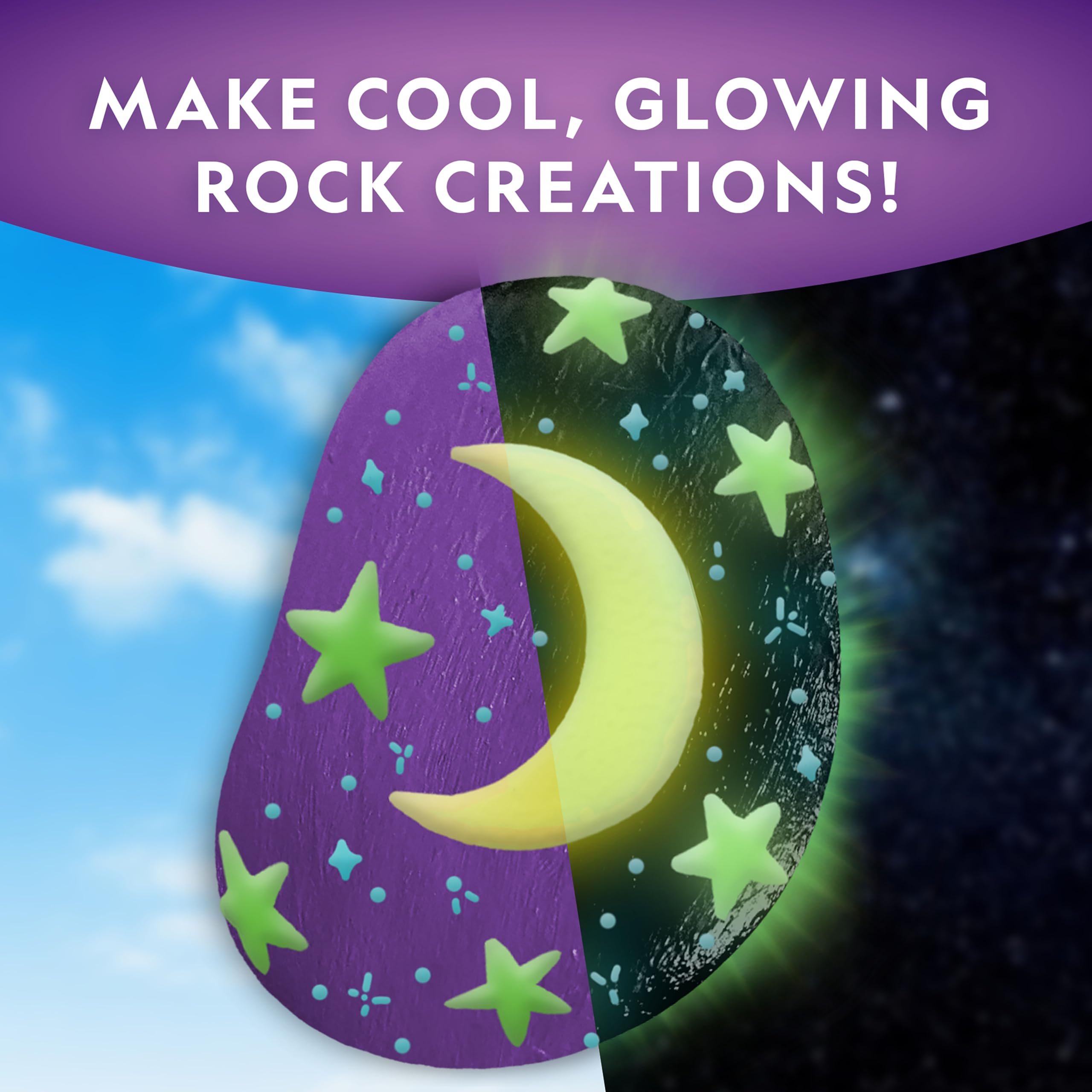 NATIONAL GEOGRAPHIC Glow in the Dark Rock Painting Kit - Arts & Crafts Kit for Kids, Decorate 15 River Rocks with 15 Paint Colors & More Art Supplies, Kids Craft, Art Kit, Kid Activity Kit