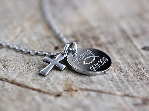 Taufkette, Kommunionkette, Kette für Kinder, Namenskette mit Gravur, Kette personalisiert, Kette Initialen, Kette silberfarbe
