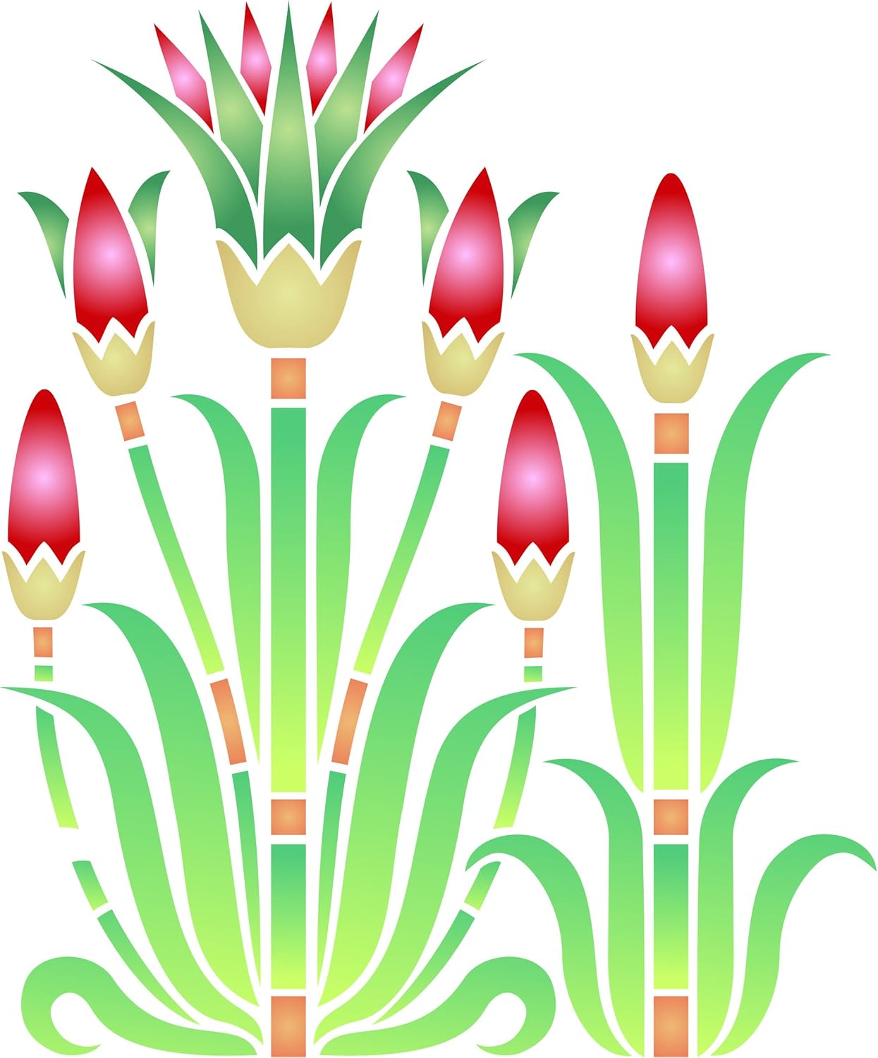 Lotus Border Stencil - 16.5 x 19cm (M) - Reusable Stylized Egyptian Lotus Flower Ancient Egypt Wall Stencil Template - Image 5