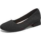 Davena Women Low Chunky Block Heel Pumps Elegant Round-Toe Knitted Pumps Stylish Slip-On Heels for Business
