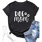 Dog Mom T Shirt Women Puppy Paw Print Tee Funny Graphic Tops Cute Short Sleeve Clothes