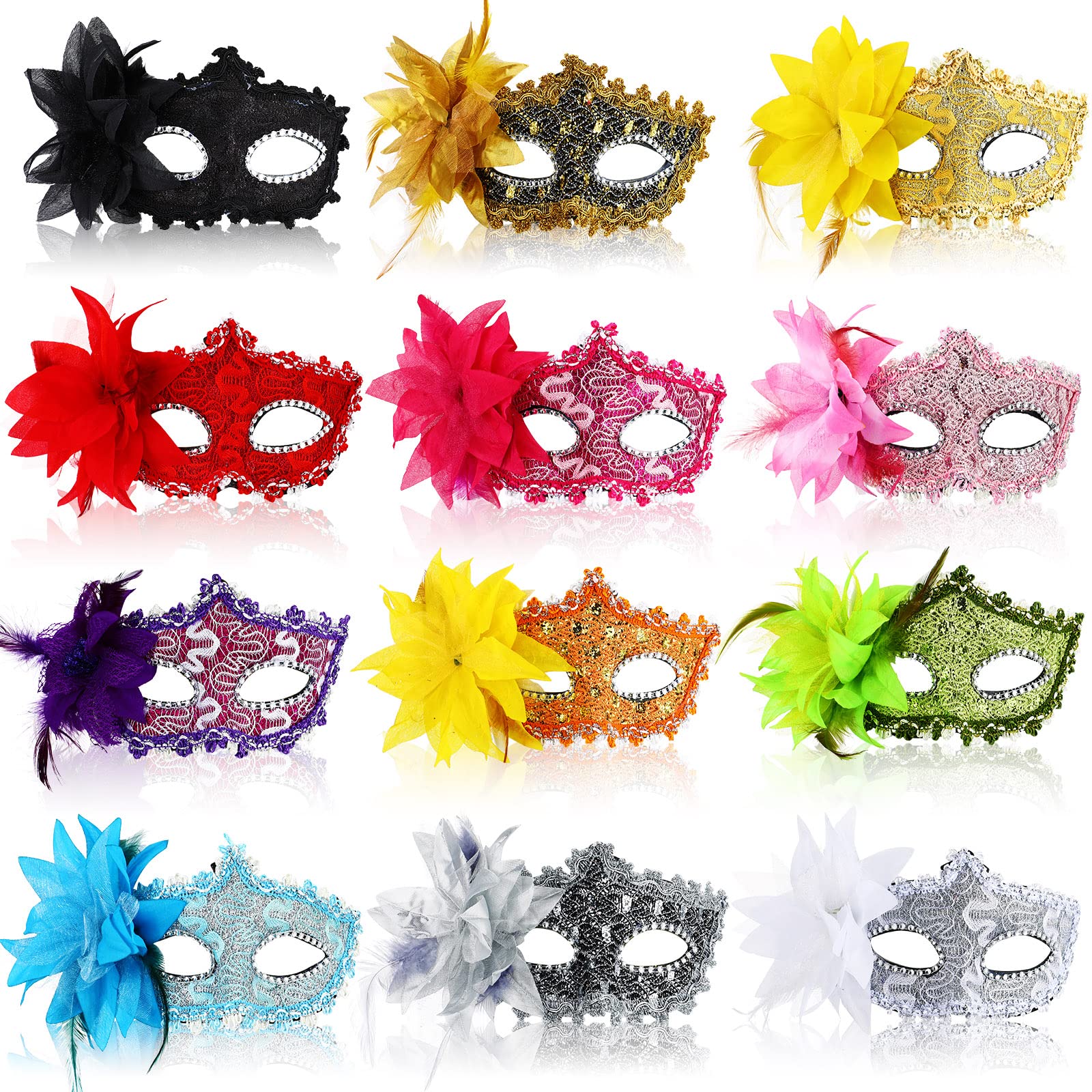 Photo 1 of Yilloog 24 Pack Masquerade Mask Unisex Half Face Venetian Masks Mardi Gras Antique Look Costumes for Halloween Party(Multicolor)