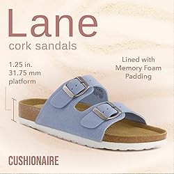 CUSHIONAIRE Lane Cork Footbed Sandals for Women